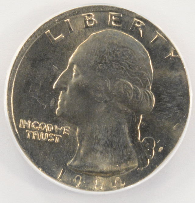1980-D quarter struck on nickel planchet showing smaller diameter and uniform edge color
