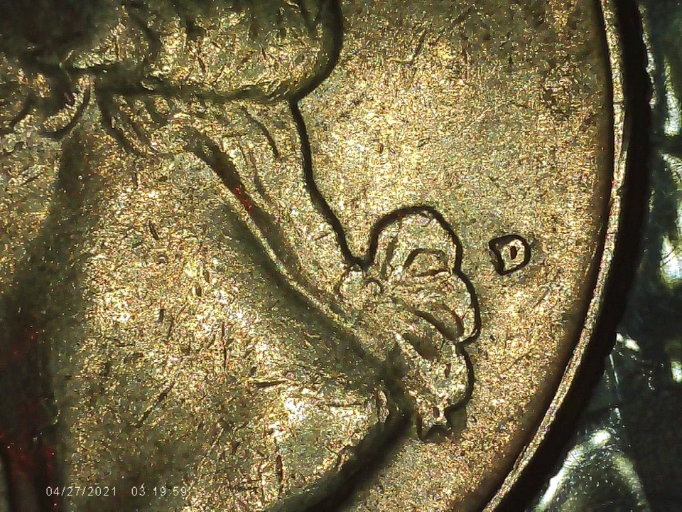1980-D quarter repunched mint mark (RPM) showing secondary D impression shifted from primary mintmark